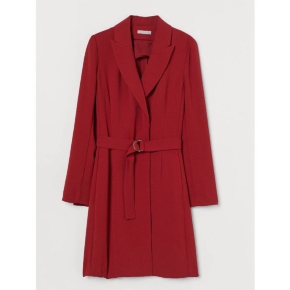 New H&M Red brick blazer dress short size large